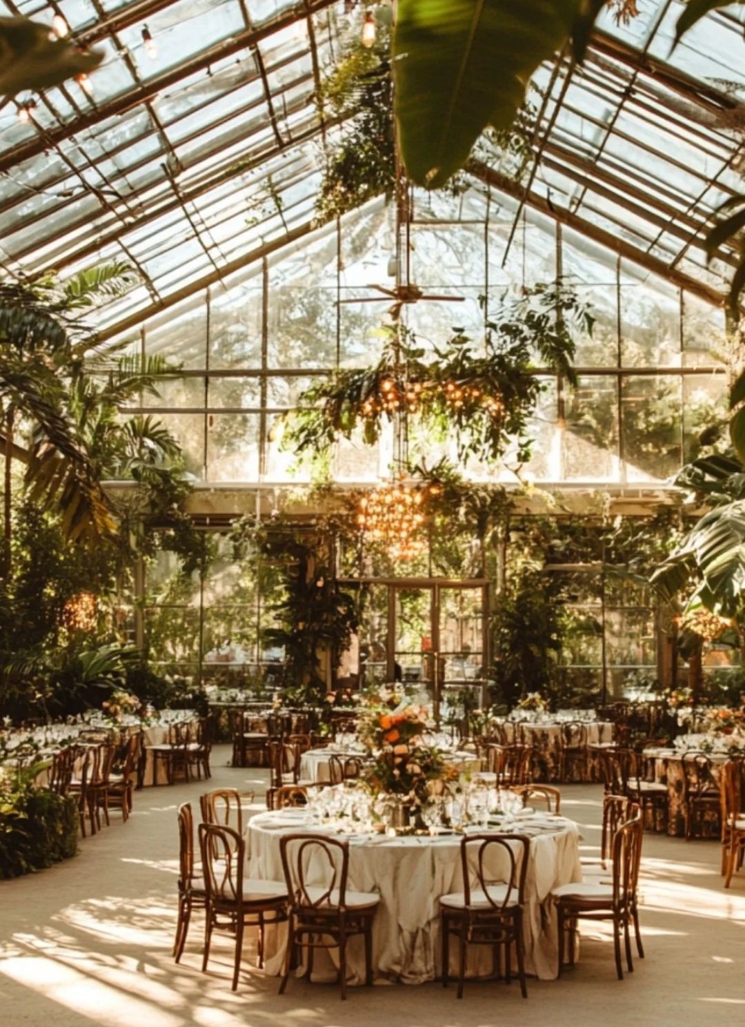 Hochzeitstafeln im Glashaus
